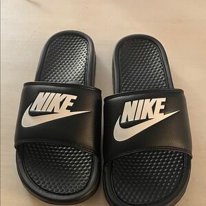 Nike Black and White Slide Sandals Mens